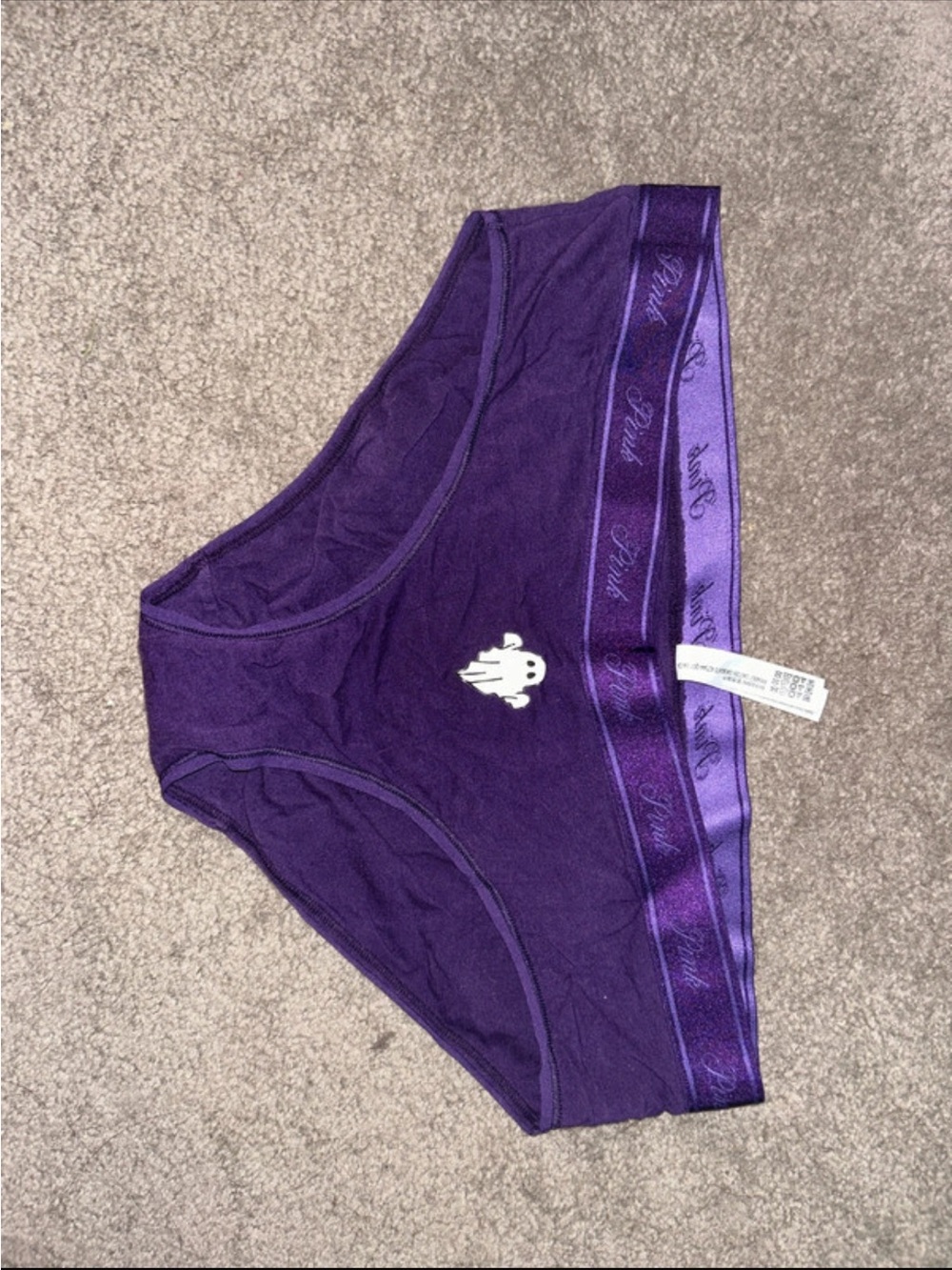 PINK Victoria's Secret Purple Cotton Briefs with Satin Logo Waistband